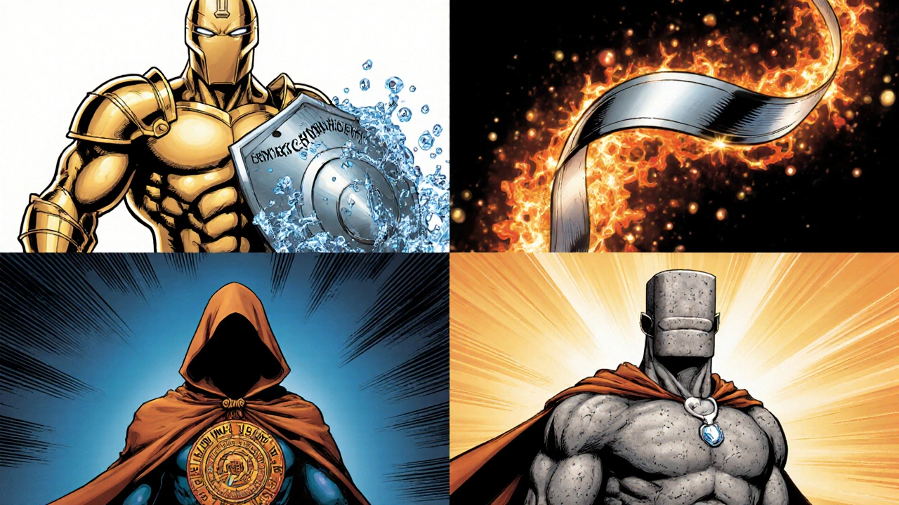 Four comic‑style sidekick figures representing joint supplement ingredients.