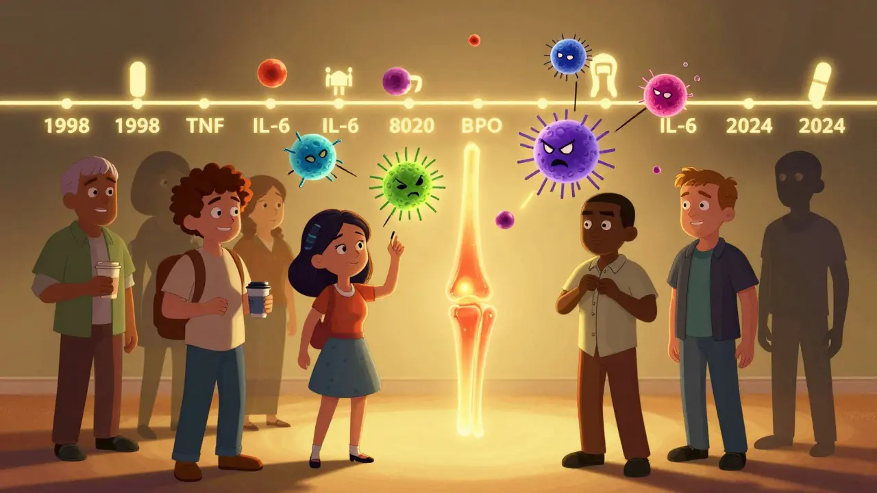 Patients illuminated by biologic molecules targeting immune attacks on joints