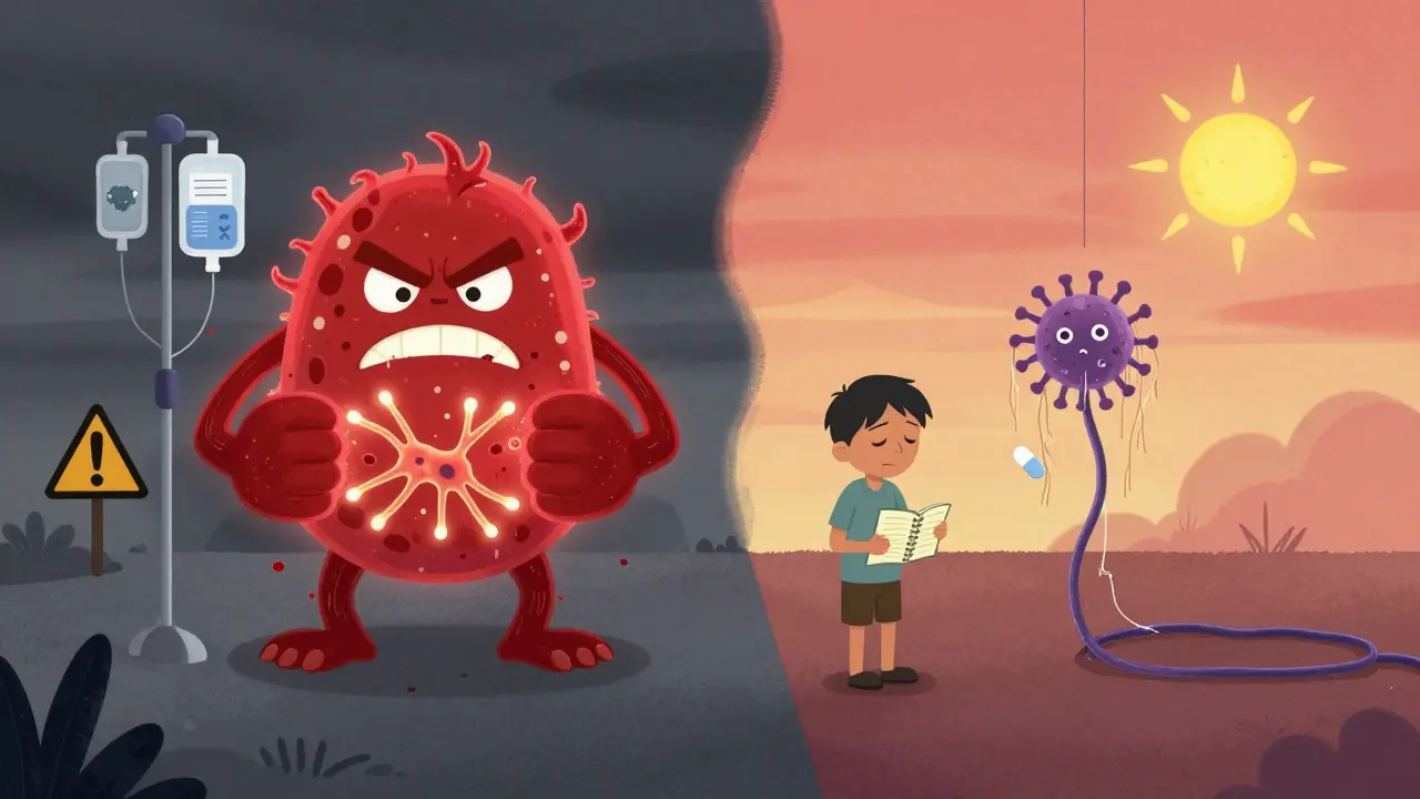 Two parallel medical pathways: immune attack vs. nerve overload from infection or heat.