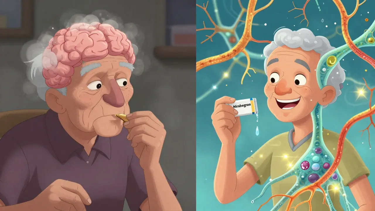 Split scene: one side shows brain shrinkage and dry mouth, the other shows healthy neurons and sparkling saliva.
