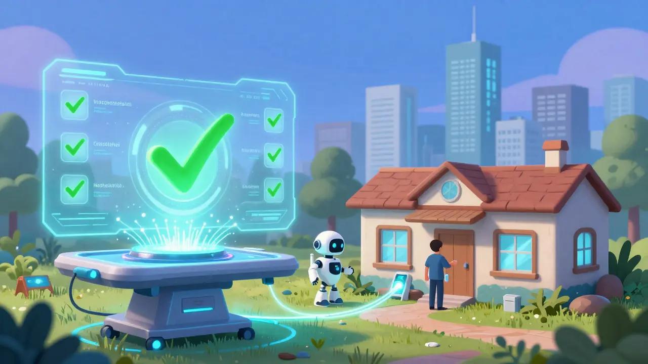 Futuristic illustration connecting rural and urban healthcare via technology