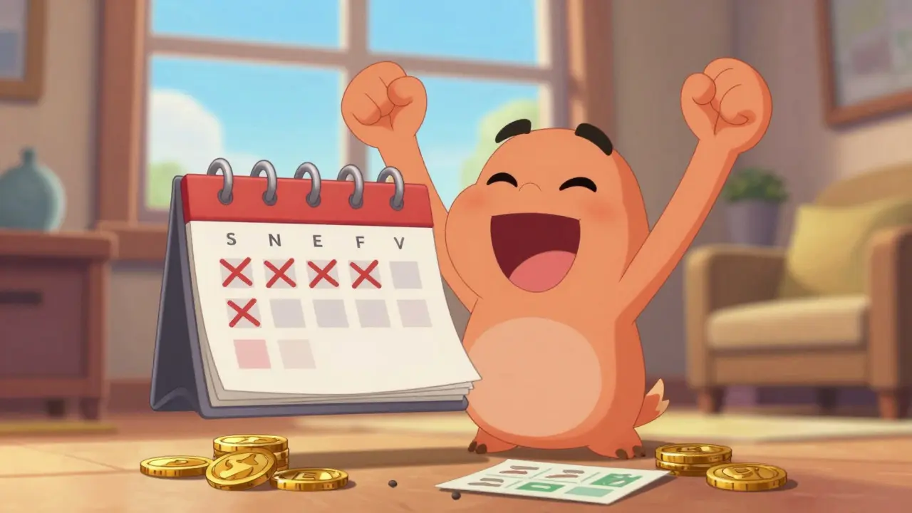 Happy person celebrating quitting smoking and saving money