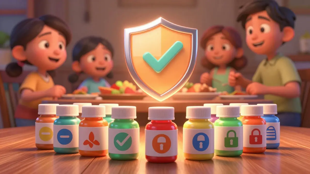 Safe certified medicine bottles with shields